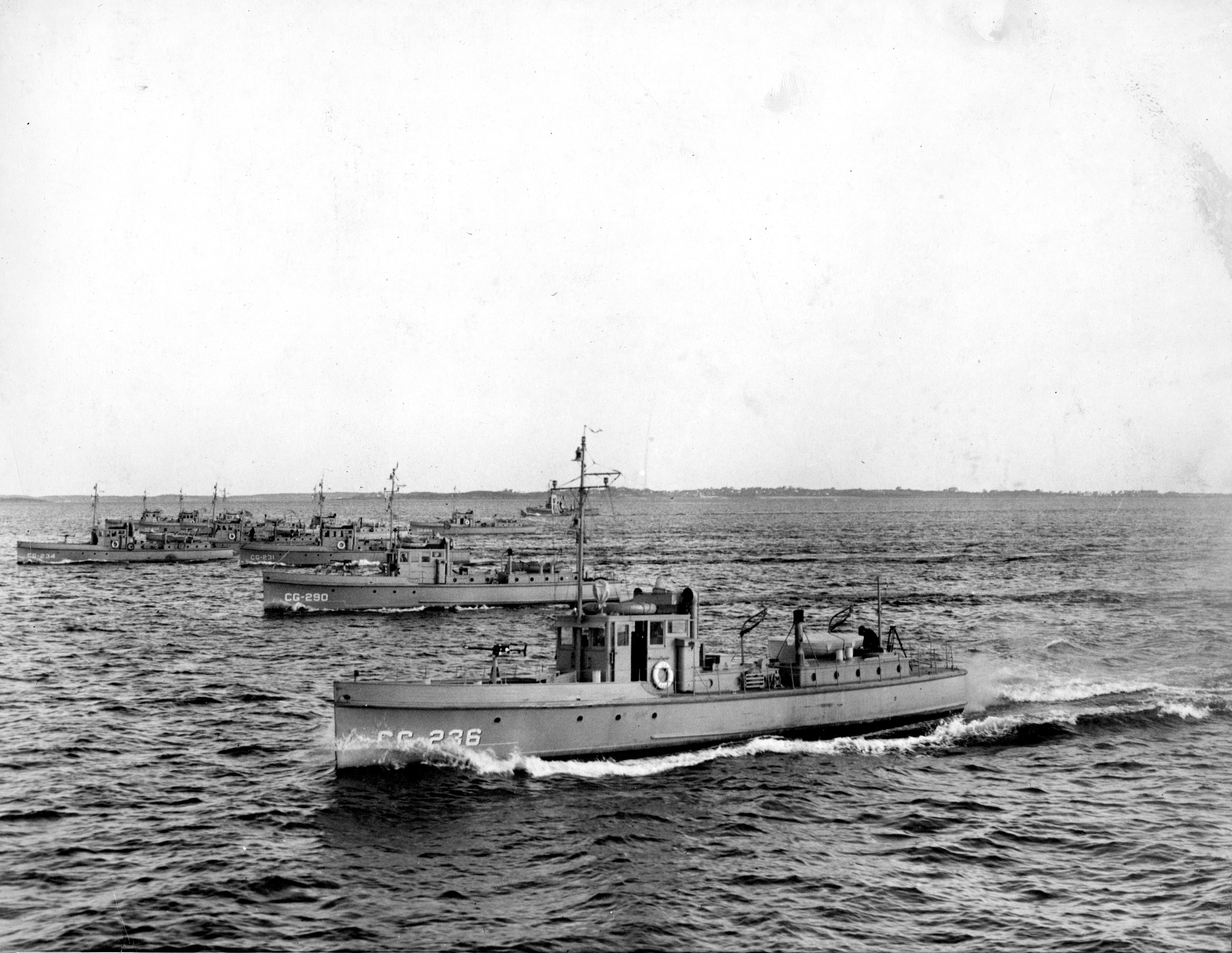 A flotilla of 75-footers similar to the CG-213 that William Hart commanded. (U.S. Coast Guard) A flotilla of 75-footers similar to the CG-213 that William Hart commanded. (U.S. Coast Guard)